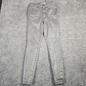 Good American Womens Good Waist Metallic Skinny Jeans Silver Size 4 Party‎ Luxe